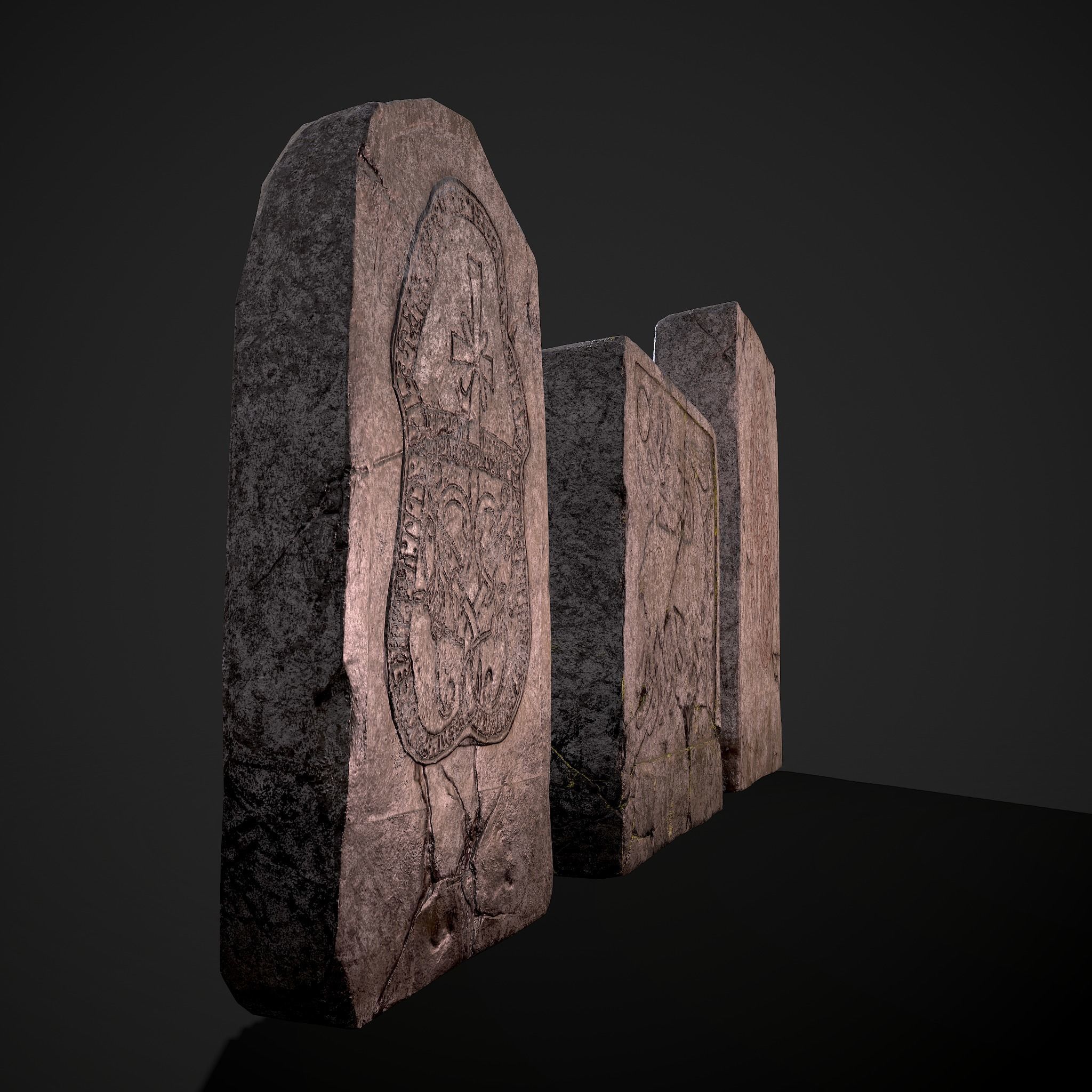 Grave Stones 3 Pack 3D Model Collection_7