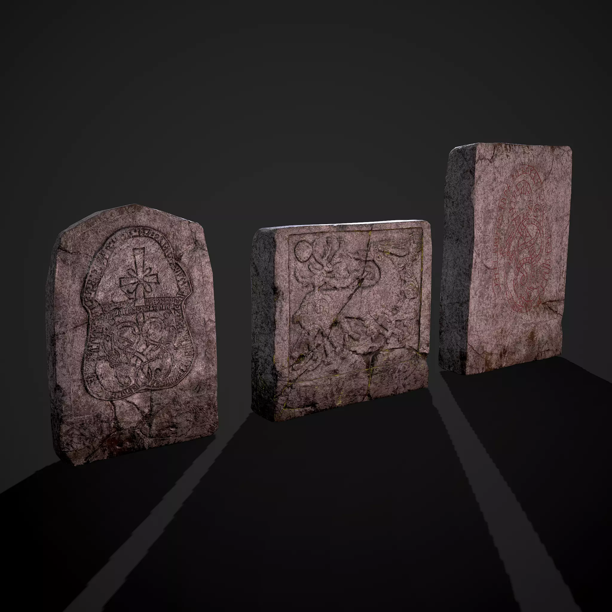 Grave Stones 3 Pack 3D Model Collection_0