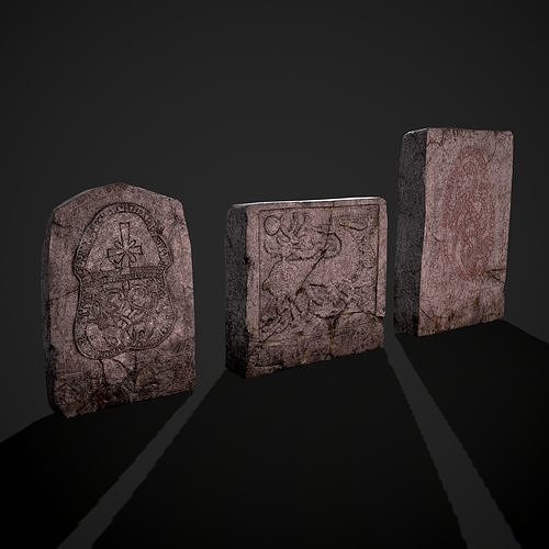 Grave Stones 3 Pack 3D Model Collection