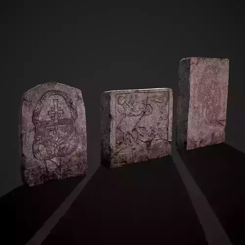 Grave Stones 3 Pack 3D Model Collection