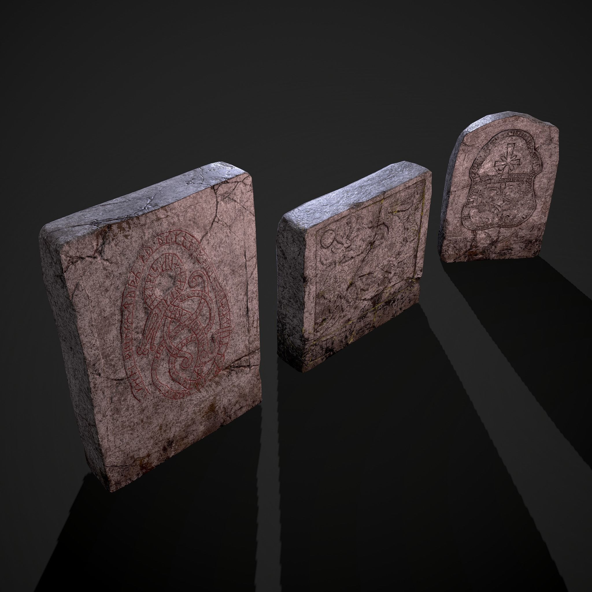 Grave Stones 3 Pack 3D Model Collection_15