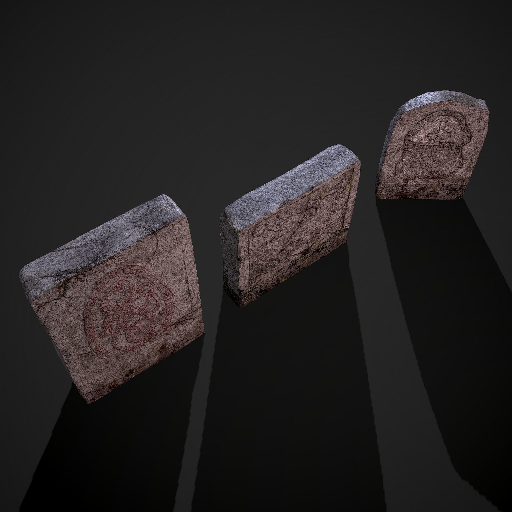 Grave Stones 3 Pack 3D Model Collection_13