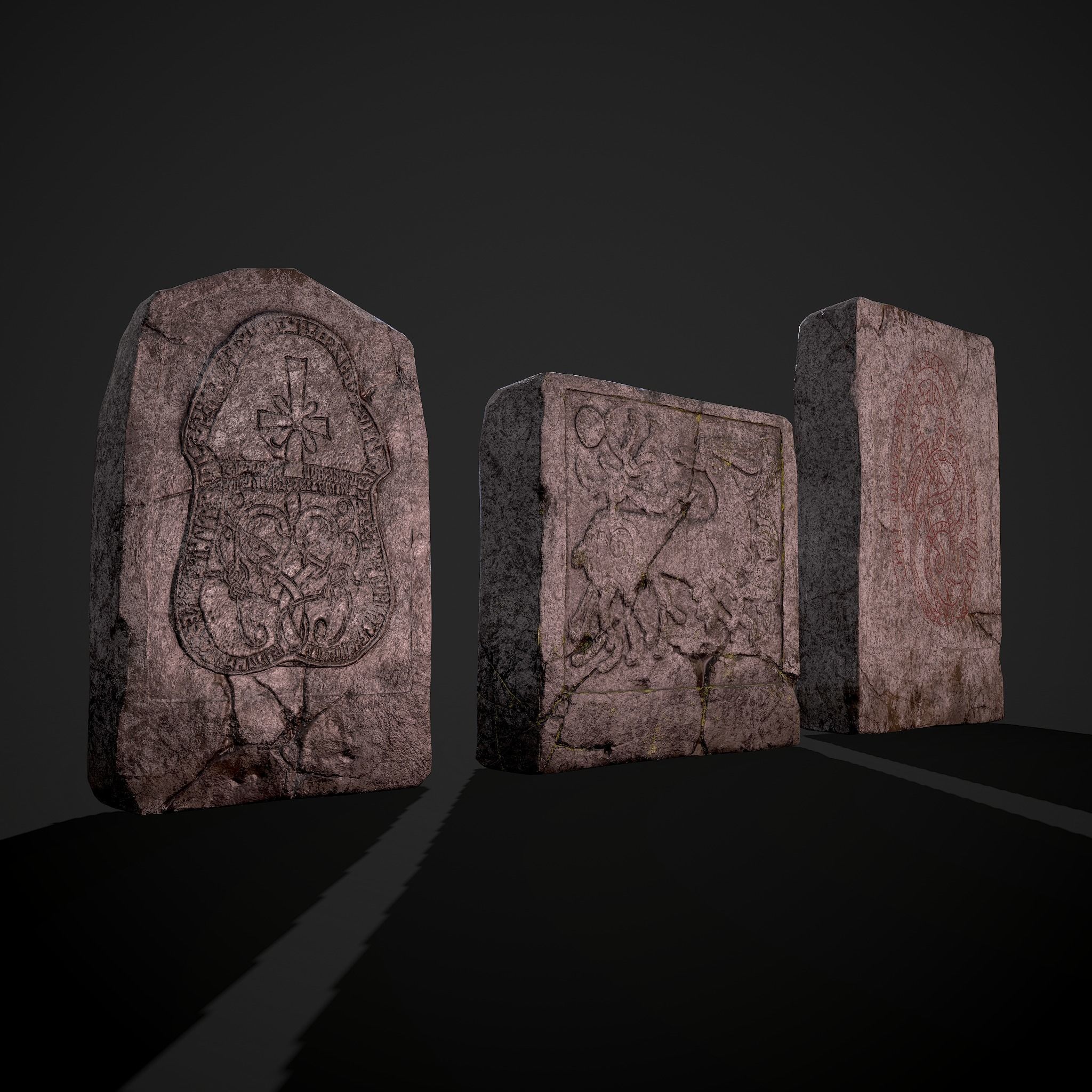 Grave Stones 3 Pack 3D Model Collection_6