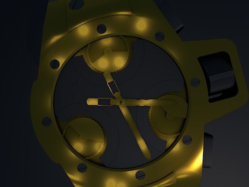 3D Mechanical Watch Low-poly 3D model_1