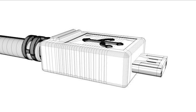 usb cable Low-poly 3D model_10