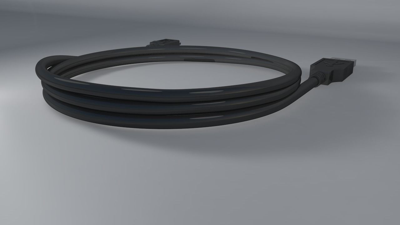 usb cable Low-poly 3D model_4