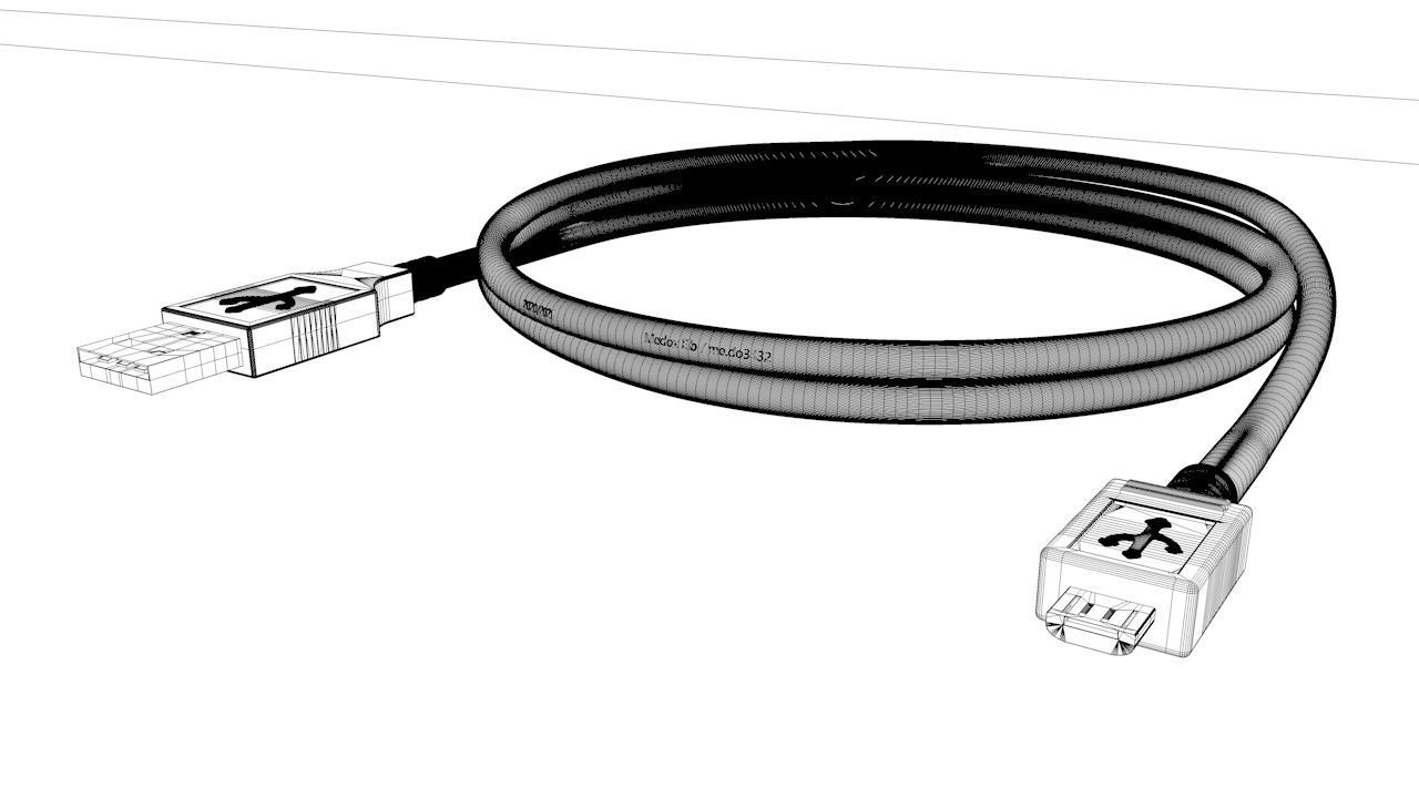 usb cable Low-poly 3D model_9