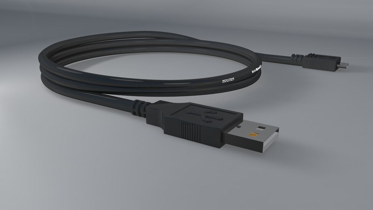 usb cable Low-poly 3D model_2