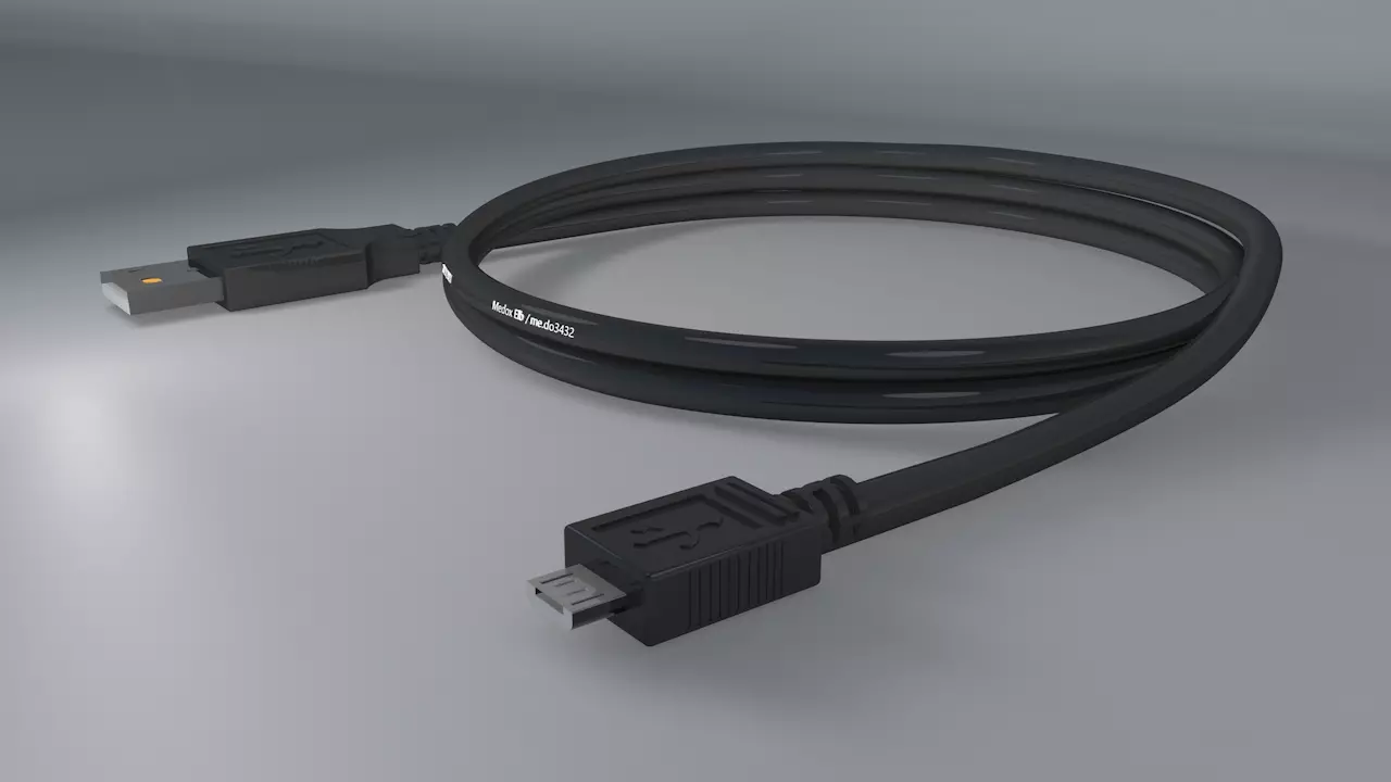 usb cable Low-poly 3D model_0