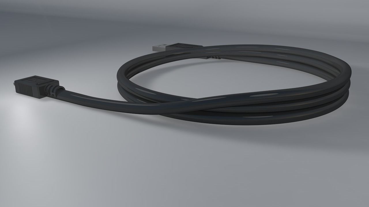 usb cable Low-poly 3D model_6