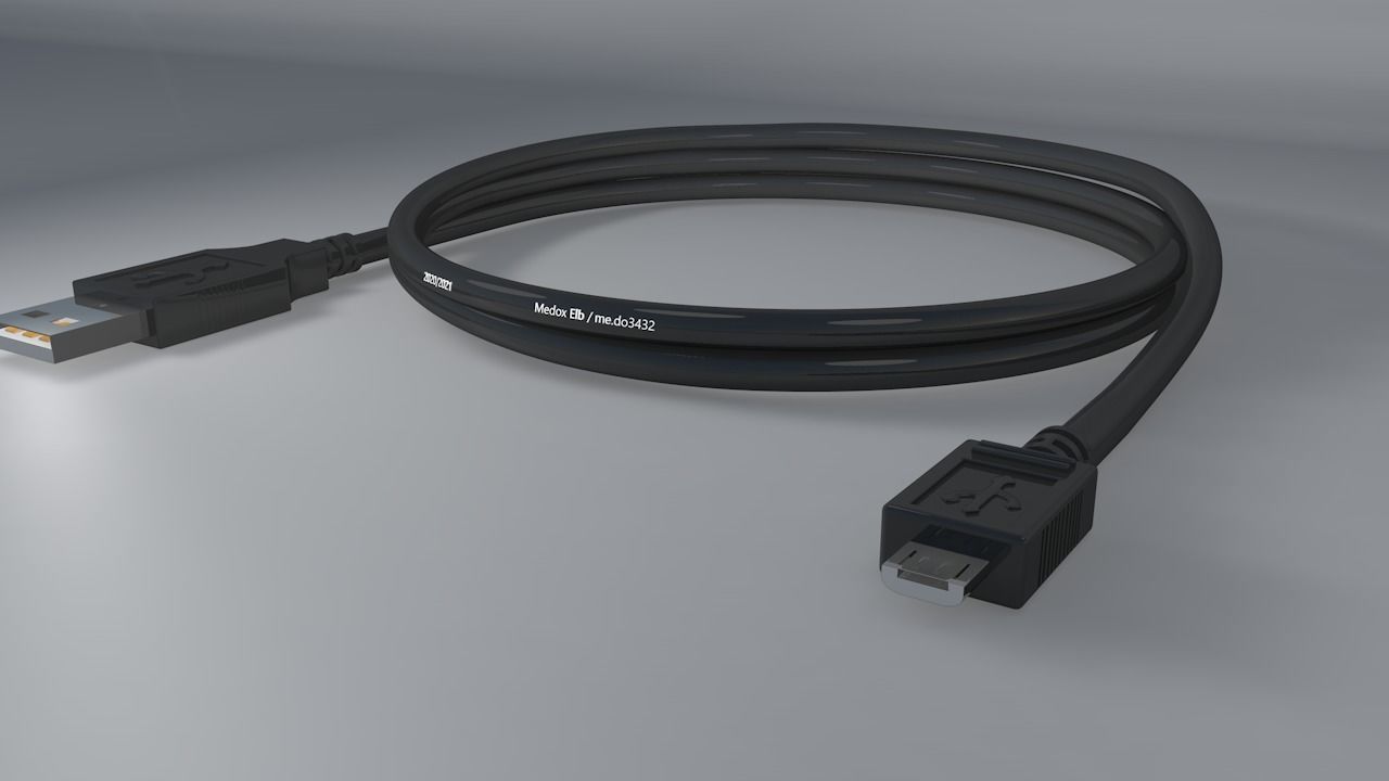 usb cable Low-poly 3D model_7