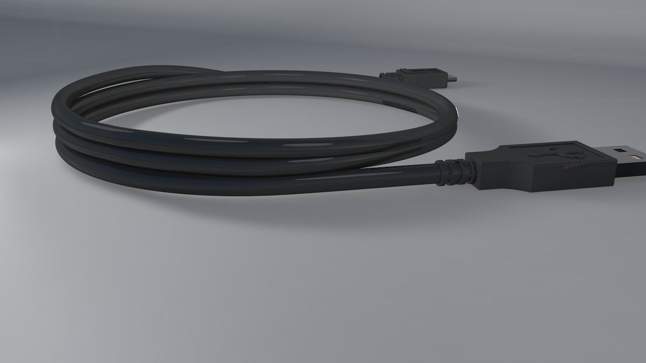 usb cable Low-poly 3D model_3
