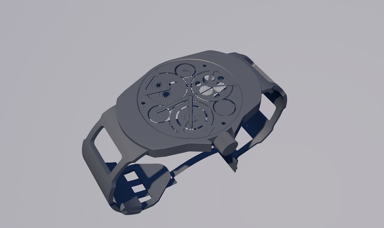 3D Mechanical Watch Low-poly 3D model_4