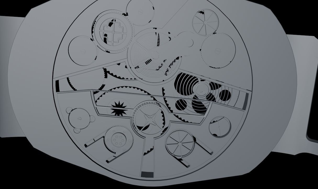 3D Mechanical Watch Low-poly 3D model_3