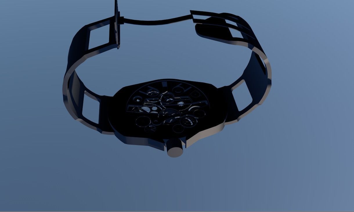 3D Mechanical Watch Low-poly 3D model_1