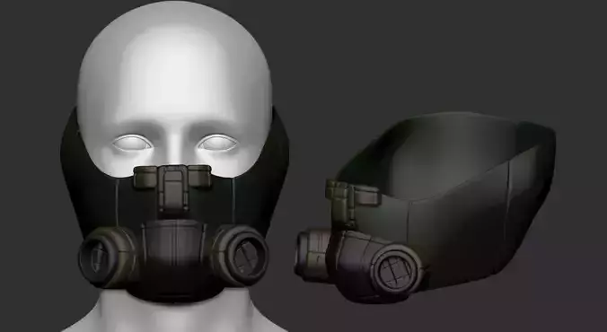 gas mask helmet scifi high poly sculpt 3d printable 