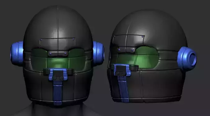 High quality fantasy helmet high poly sculpt 3d printable