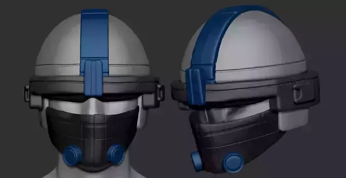 High quality scifi helmet high poly sculpt 3d printable
