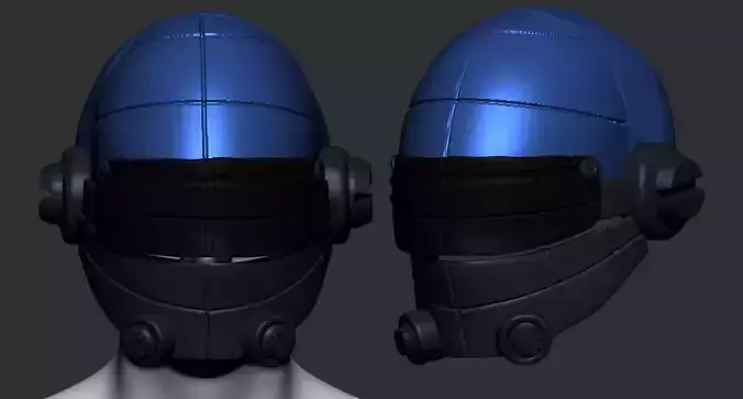 High quality scifi helmet high poly sculpt 3d printable ver 2
