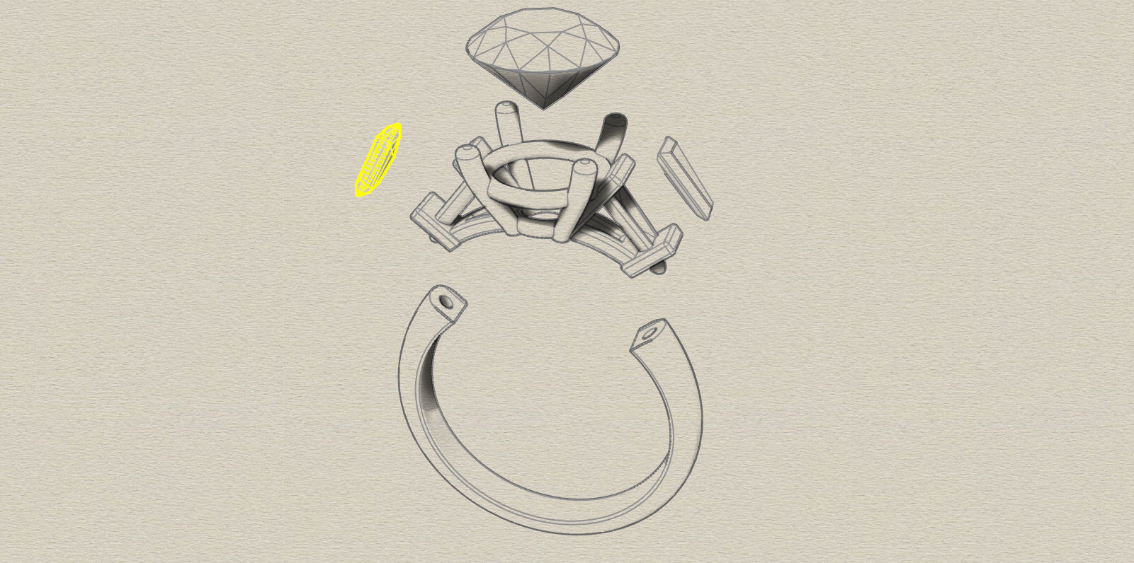 Diamond Ring 3D print model_4