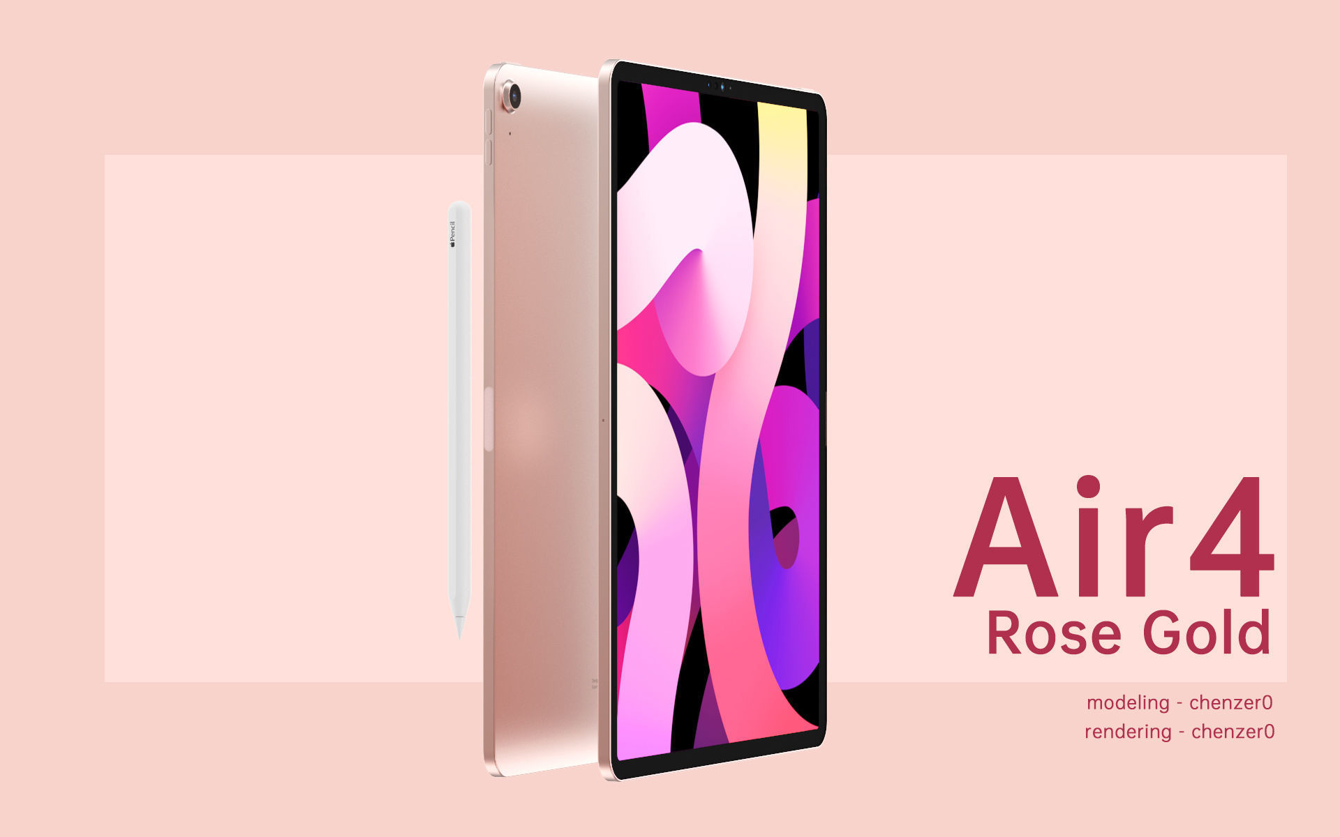 NEW Apple iPad Air 4 Gen 3D models with Apple pencil 2  3D model_9