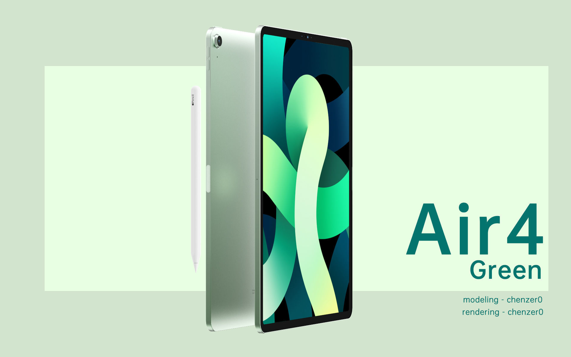 NEW Apple iPad Air 4 Gen 3D models with Apple pencil 2  3D model_8