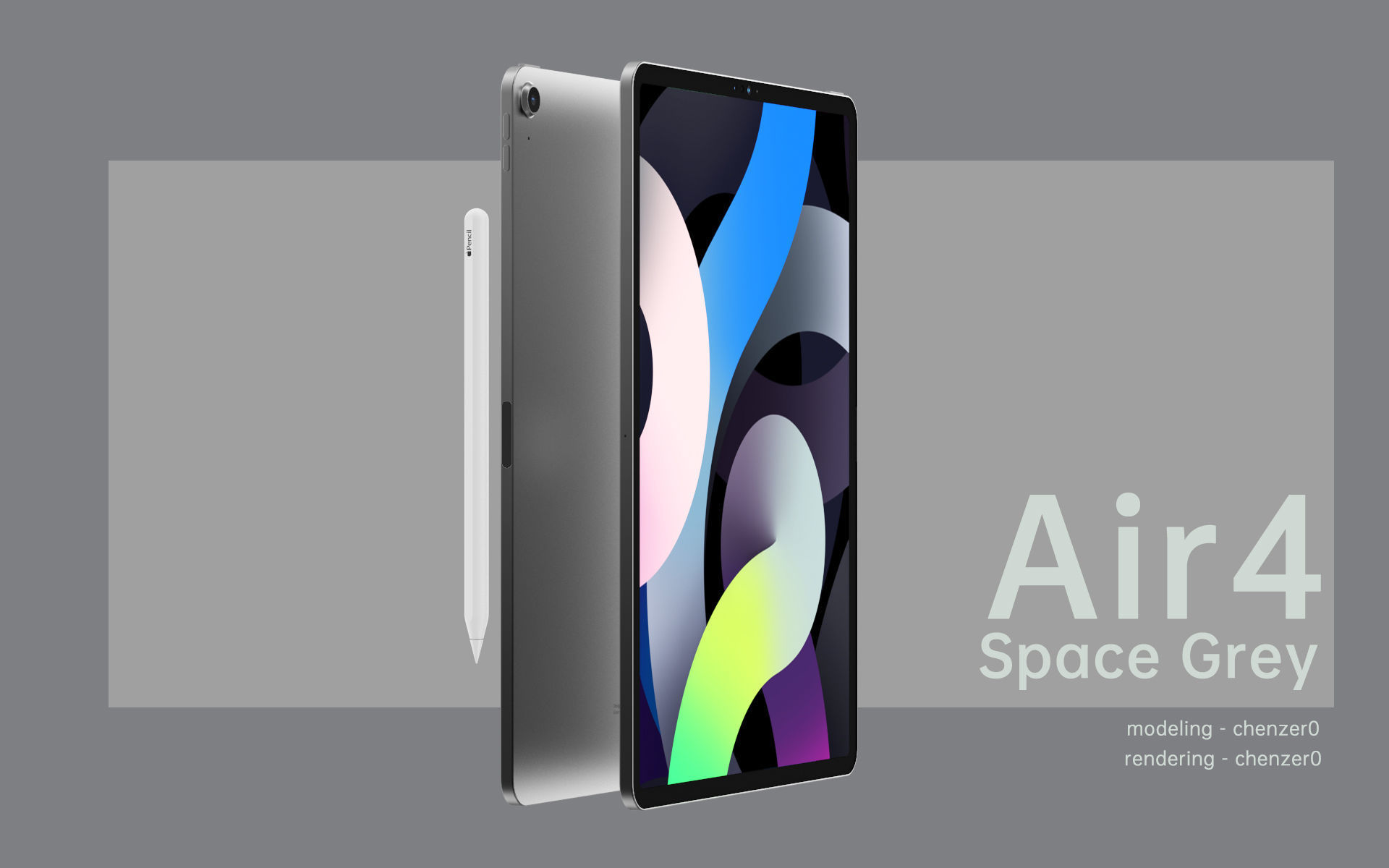 NEW Apple iPad Air 4 Gen 3D models with Apple pencil 2  3D model_11