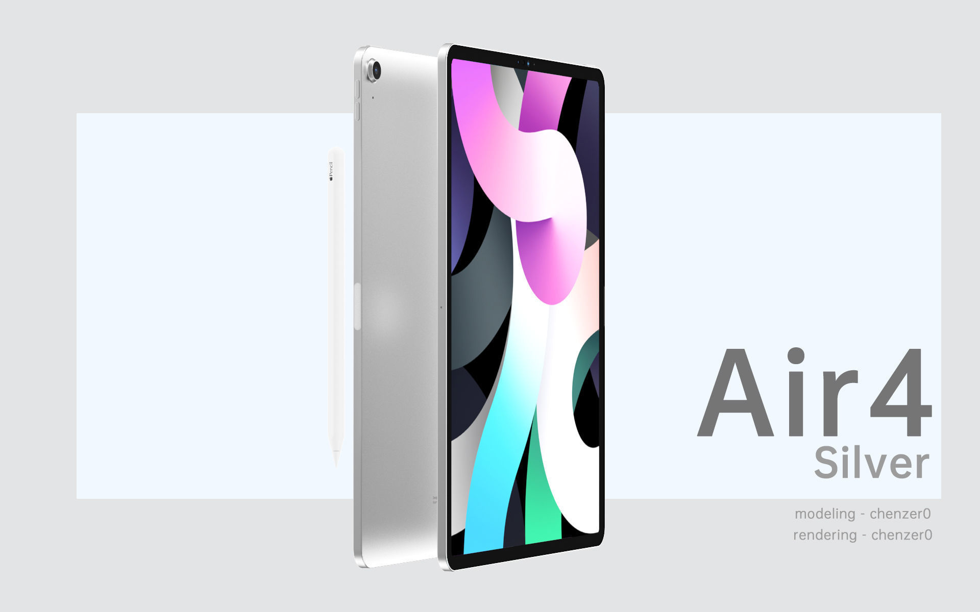 NEW Apple iPad Air 4 Gen 3D models with Apple pencil 2  3D model_10