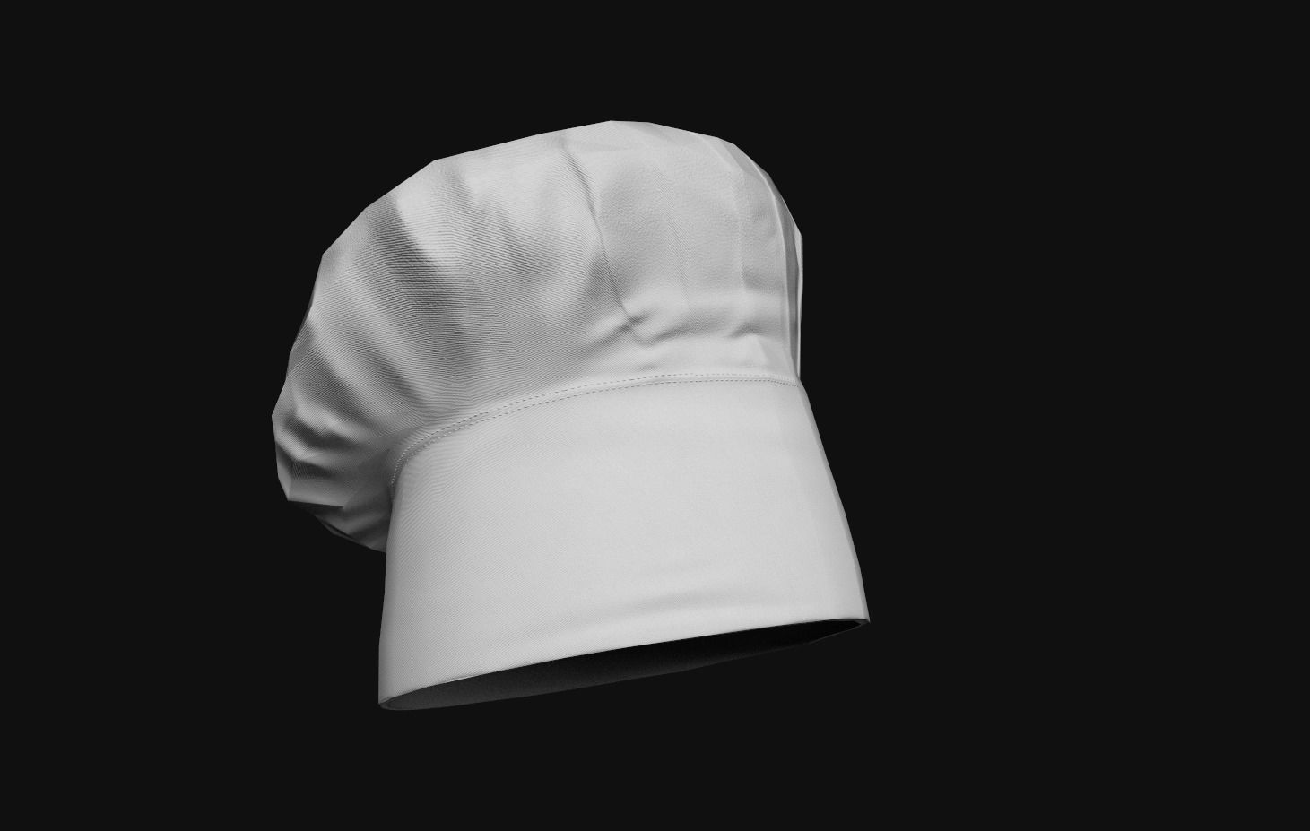 chef hat Low-poly 3D model_2