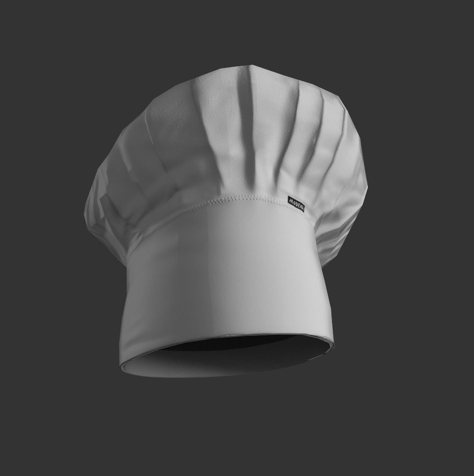 chef hat Low-poly 3D model_4