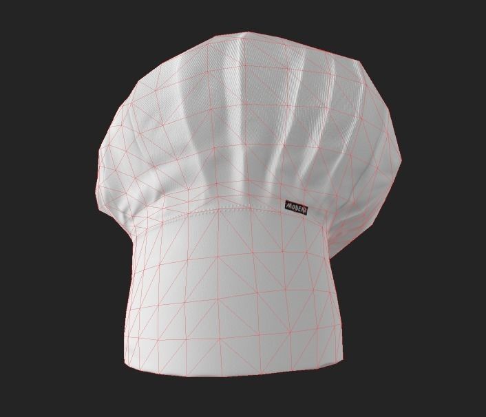 chef hat Low-poly 3D model_3