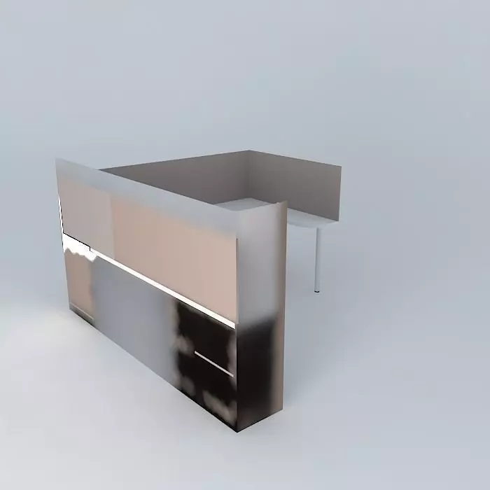 Kitchen office desk with mirror Free 3D model