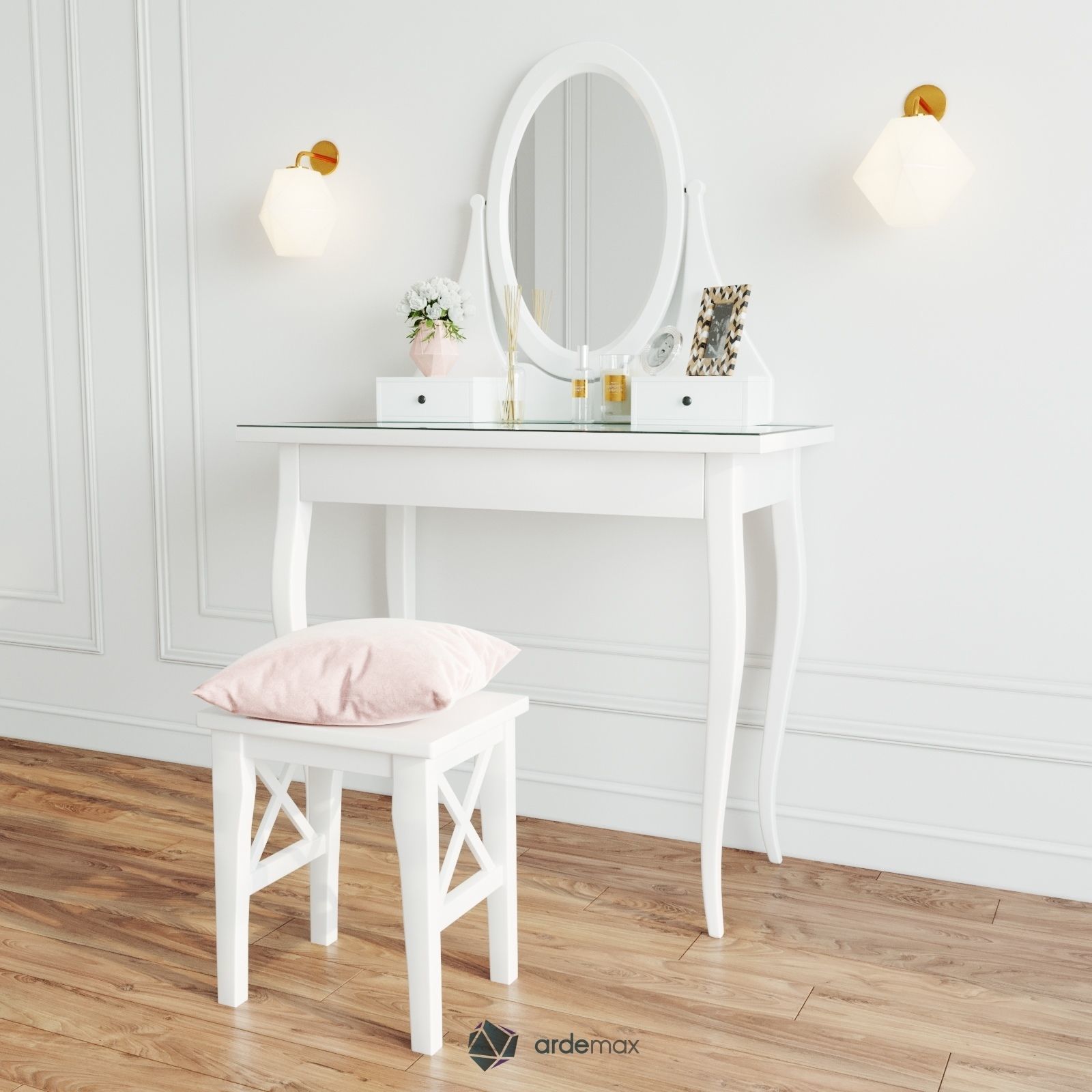 Dressing table with decor 3D model_1
