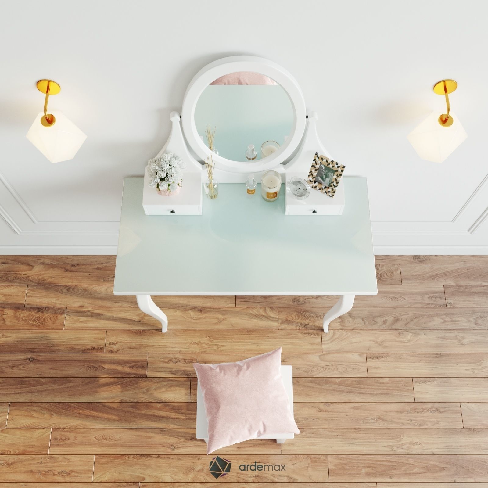 Dressing table with decor 3D model_5