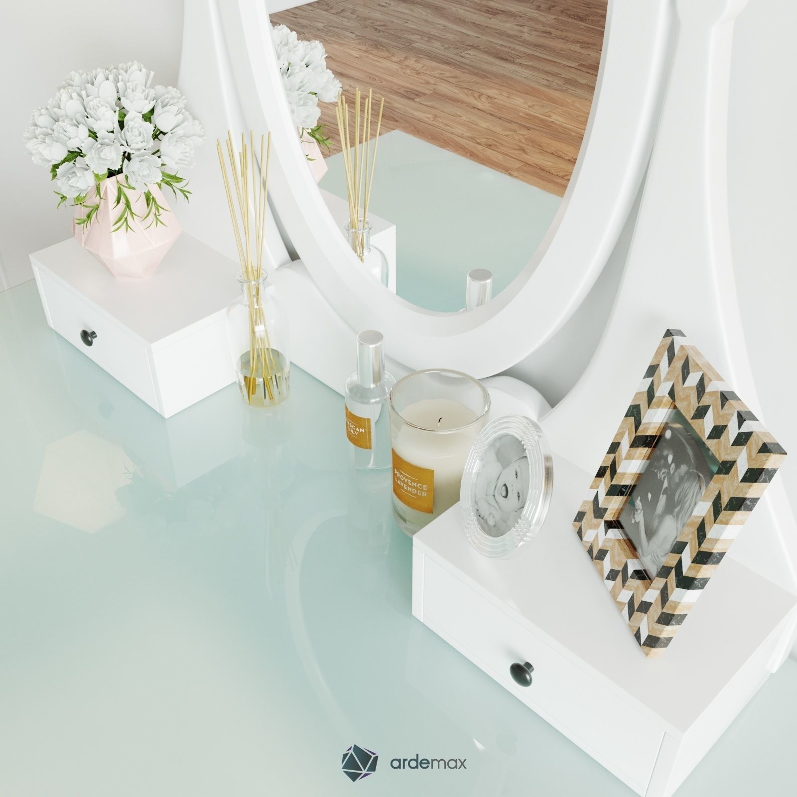 Dressing table with decor 3D model_3