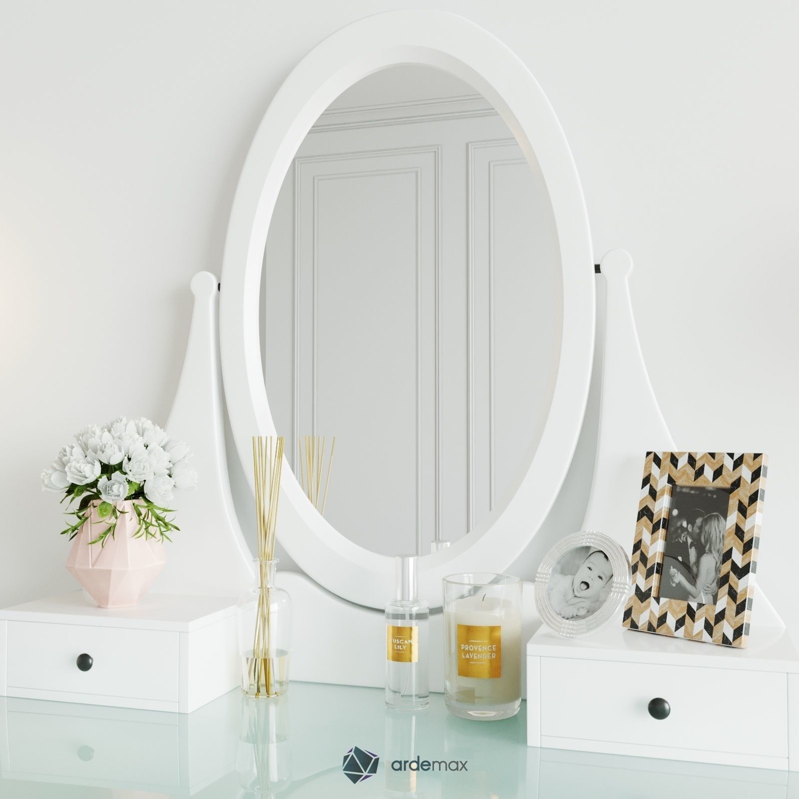 Dressing table with decor 3D model_4