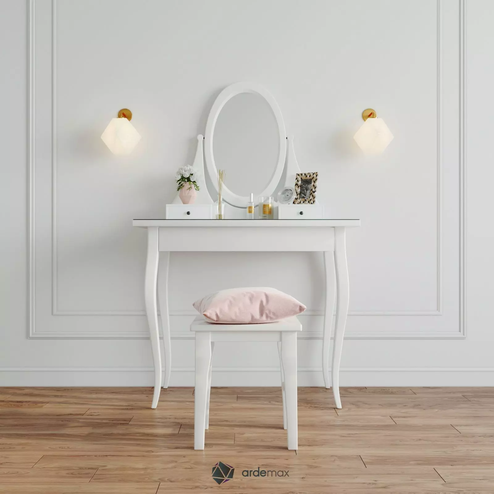 Dressing table with decor 3D model_0