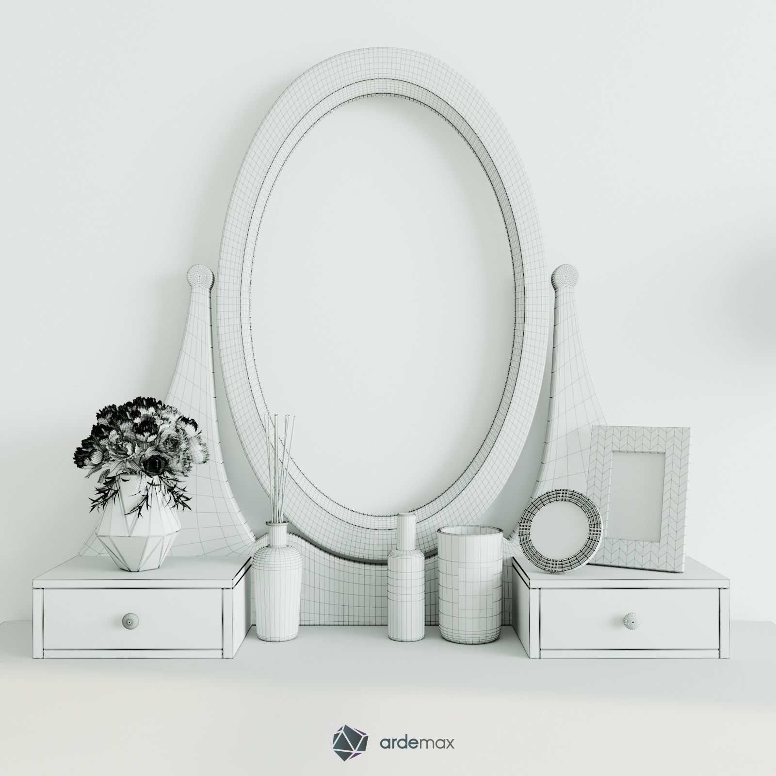 Dressing table with decor 3D model_6