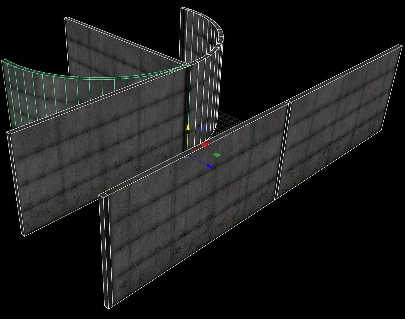 Concrete Wall - modular  Low-poly 3D model_9