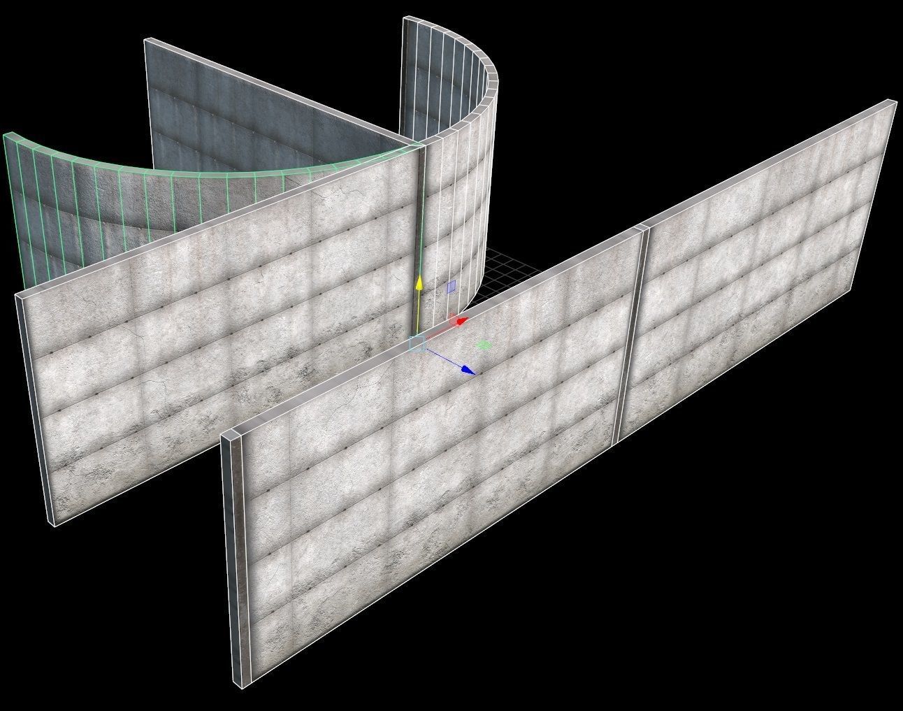 Concrete Wall - modular  Low-poly 3D model_12