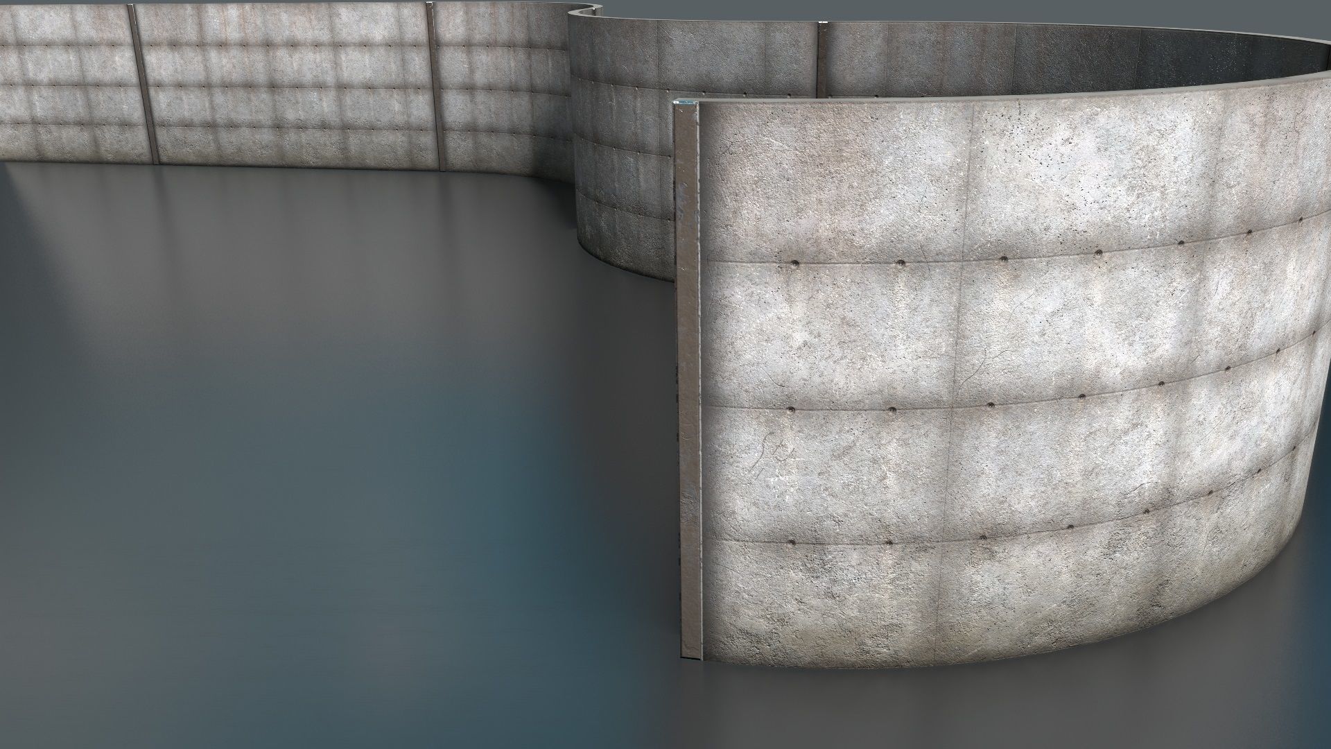 Concrete Wall - modular  Low-poly 3D model_3