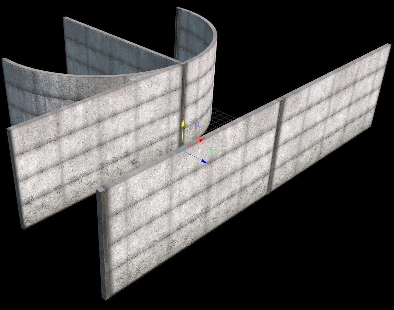 Concrete Wall - modular  Low-poly 3D model_13