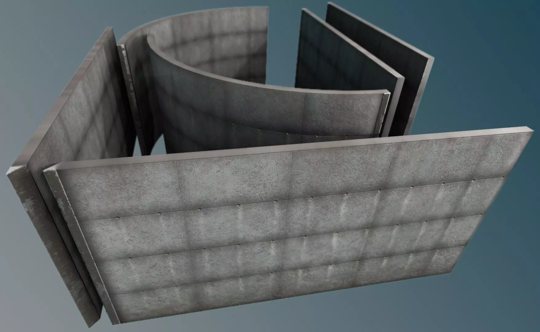 Concrete Wall - modular  Low-poly 3D model_0