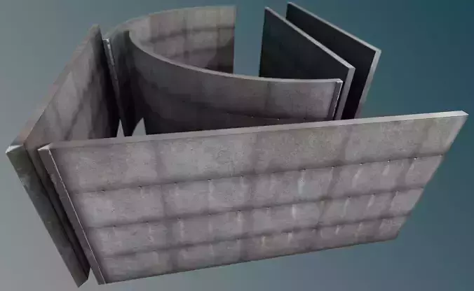 Concrete Wall - modular  Low-poly 3D model