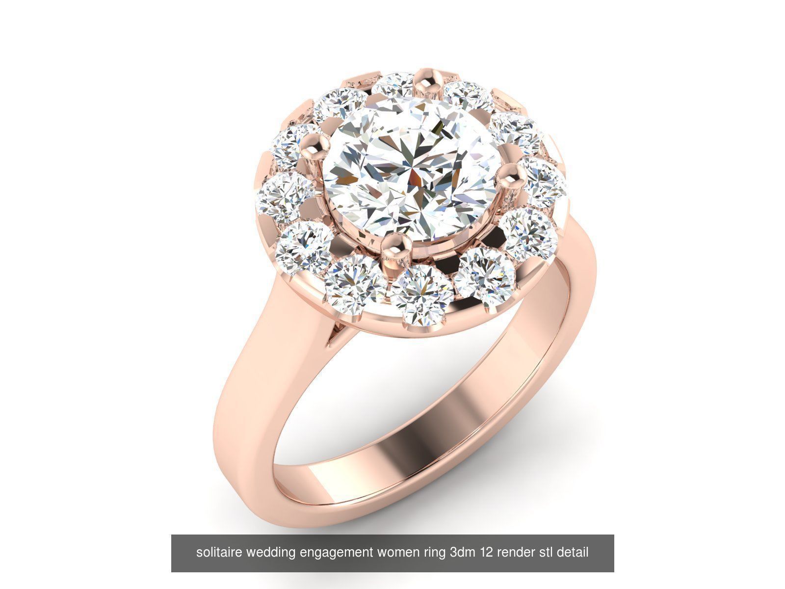 1000 solitaire wedding engagement women ring 3dm stl render 3D Model Collection_102
