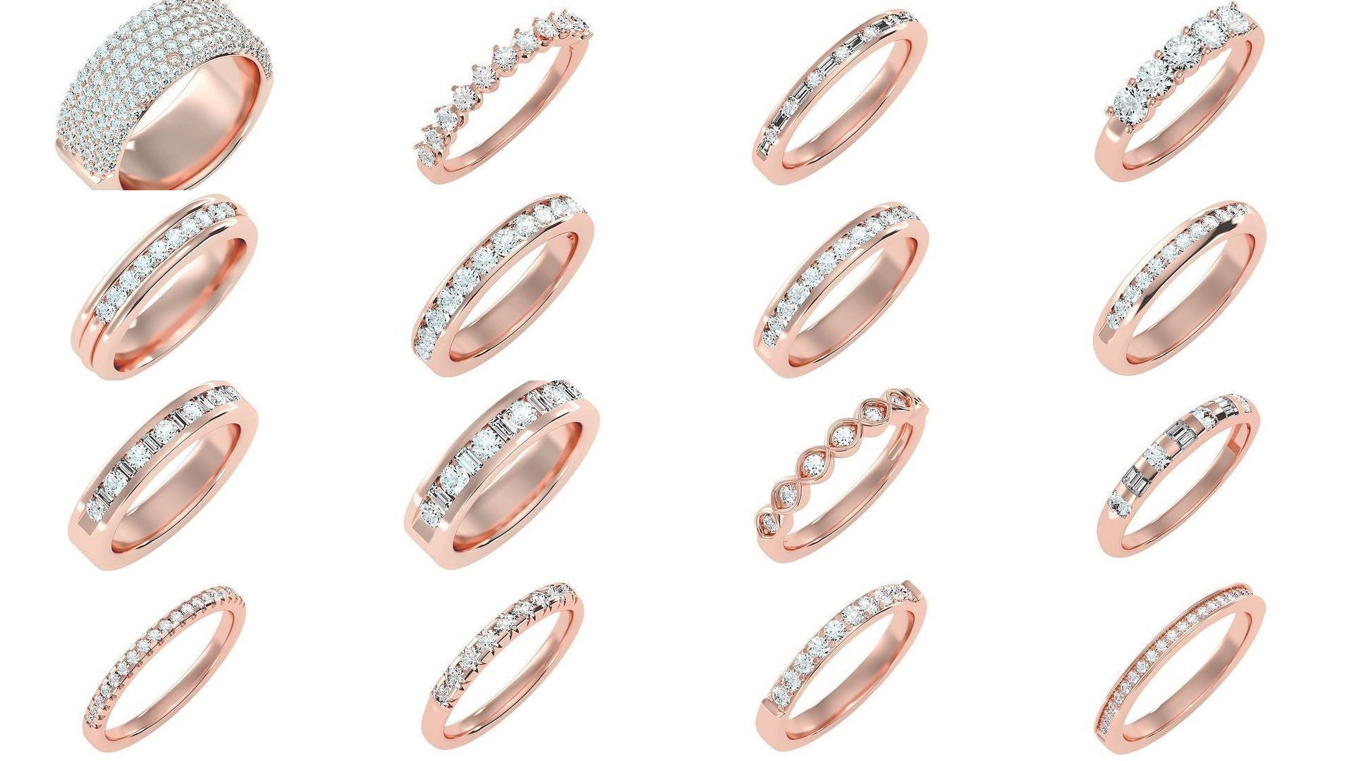 1000 solitaire wedding engagement women ring 3dm stl render 3D Model Collection_35