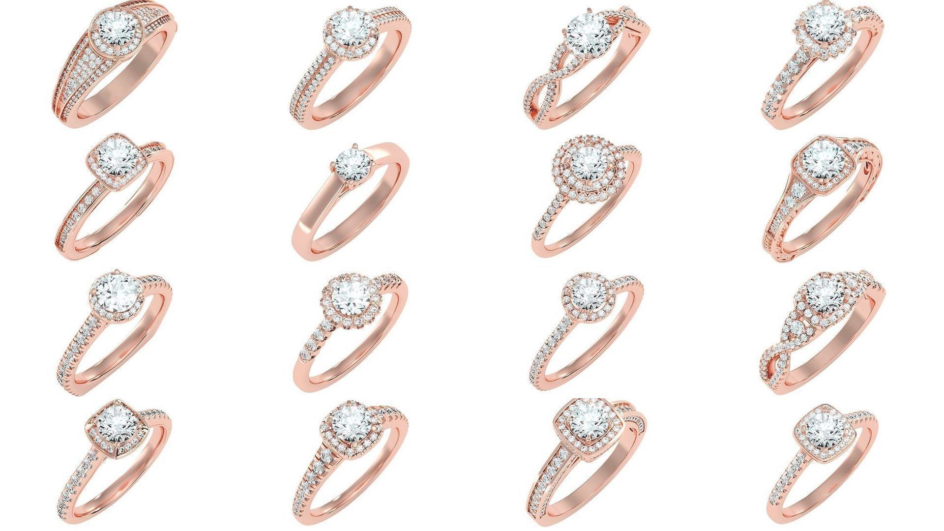 1000 solitaire wedding engagement women ring 3dm stl render 3D Model Collection_19