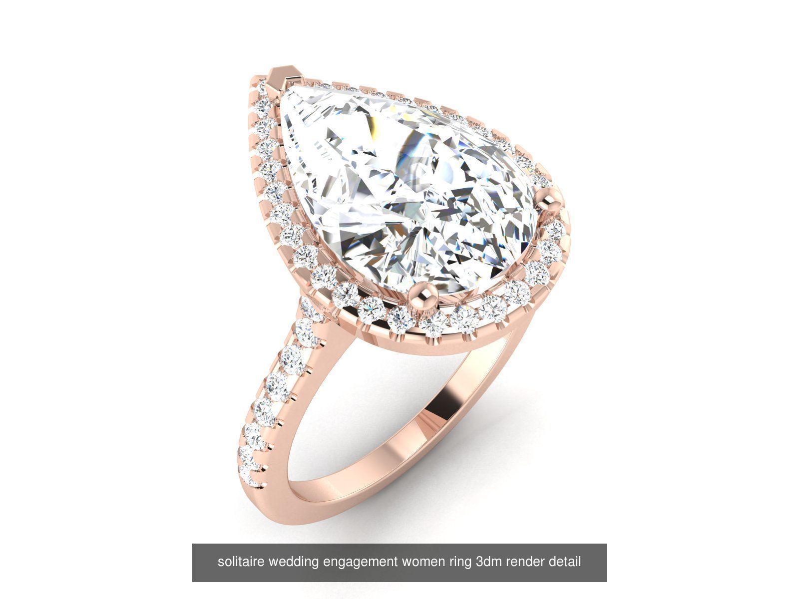 1000 solitaire wedding engagement women ring 3dm stl render 3D Model Collection_59