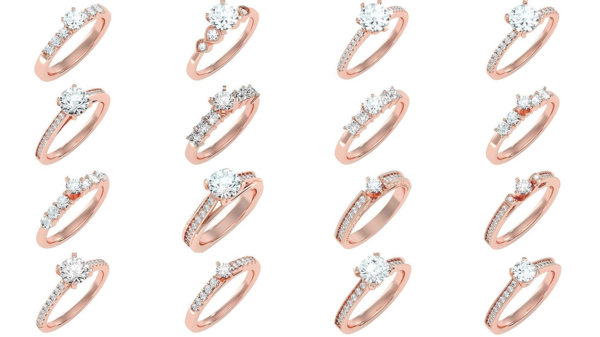 1000 solitaire wedding engagement women ring 3dm stl render 3D Model Collection_6