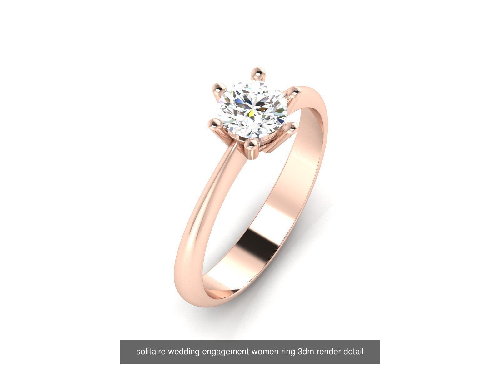 1000 solitaire wedding engagement women ring 3dm stl render 3D Model Collection_28